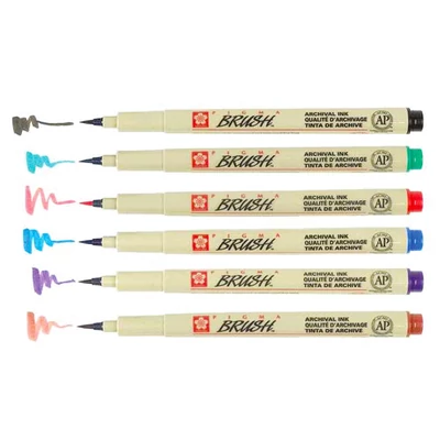 Sakura Pigma Brush ecsetfilc készlet, 6 db