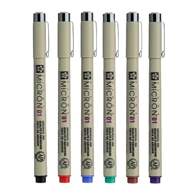 Sakura Pigma Micron 01 műszaki rajztoll készlet - 6 db, alap színek