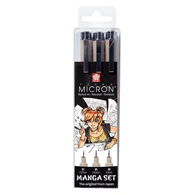 Sakura Pigma Micron műszaki rajztoll készlet - 3 db, Manga set (01-05-08)