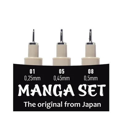 Sakura Pigma Micron műszaki rajztoll készlet - 3 db, Manga set (01-05-08)