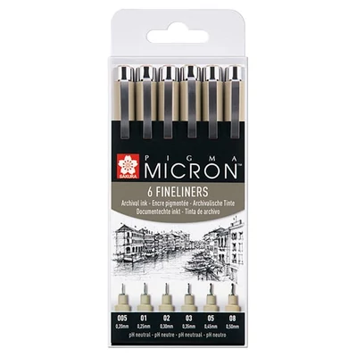 Sakura Pigma Micron műszaki rajztoll készlet - 6 db