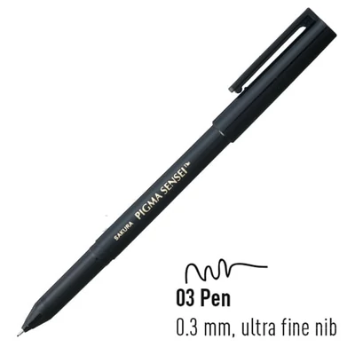 Sakura Pigma Sensei 03 rajztoll, fekete - 0,3 mm