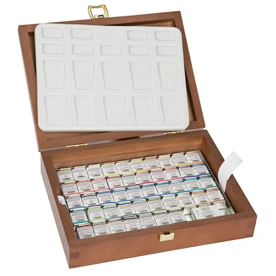 Schmincke Horadam akvarellfesték készlet - 48x1/2 szilke, fadobozos