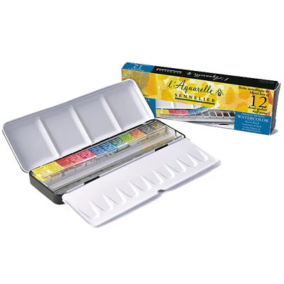 Sennelier l’Aquarelle akvarellfesték készlet - 12x1/2 szilke, fémdobozos