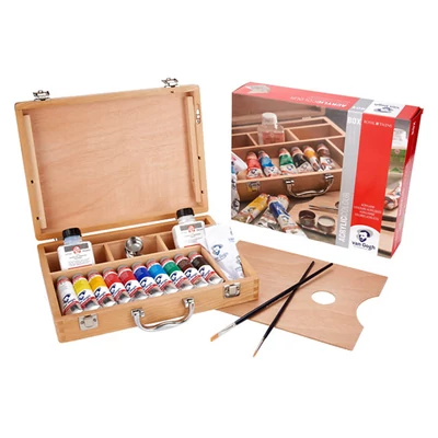 Talens Van Gogh akril festőkészlet - Basic Box: 17 db-os, fadobozos