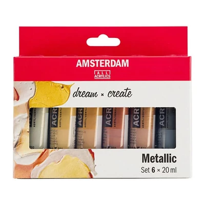 Talens Amsterdam akrilfesték készlet - 6x20 ml, metál színek