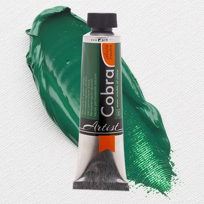 Talens Cobra vizes olajfesték, 40 ml - 619, permanent green deep