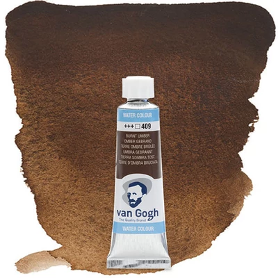 Talens Van Gogh tubusos akvarellfesték, 10 ml - 409, burnt umber, granuláló