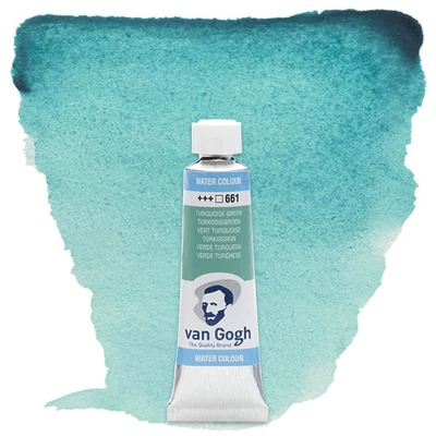 Talens Van Gogh tubusos akvarellfesték, 10 ml - 661, turquoise green, granuláló