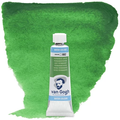 Talens Van Gogh tubusos akvarellfesték, 10 ml - 662, permanent green