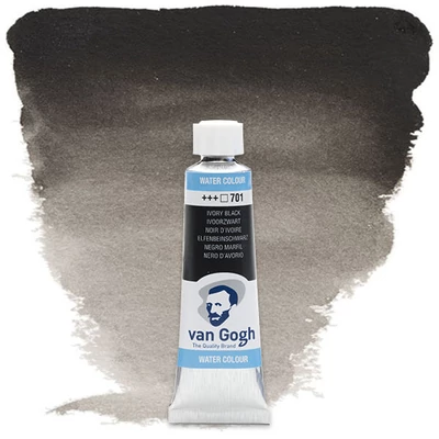 Talens Van Gogh tubusos akvarellfesték, 10 ml - 701, ivory black