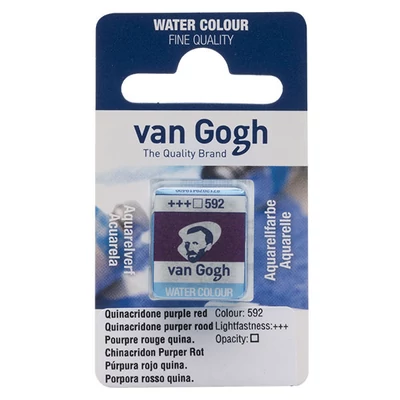Talens Van Gogh szilkés akvarellfesték, 1/2 szilke - 592, quinacridone purple red