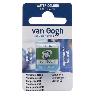 Talens Van Gogh szilkés akvarellfesték, 1/2 szilke - 662, permanent green
