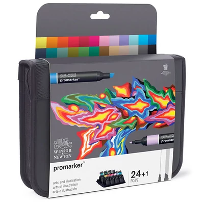 ProMarker kétvégű alkoholos filctoll készlet - 24+1 db, arts and illustration wallet