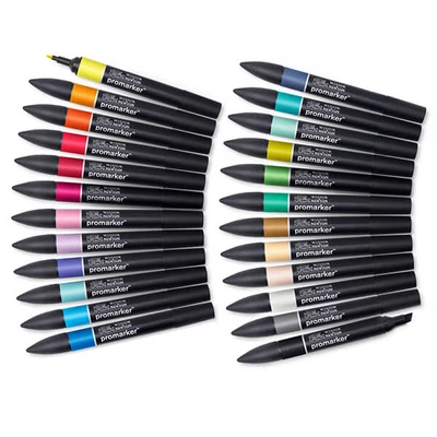 ProMarker kétvégű alkoholos filctoll készlet - 24+1 db, arts and illustration wallet