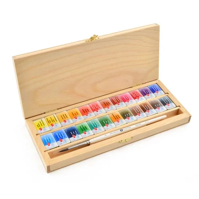 White Nights akvarellfesték készlet - 24 db, fadobozos