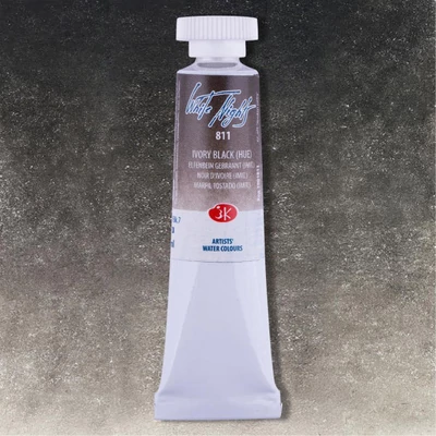 White Nights tubusos akvarellfesték, 10 ml - 811, ivory black