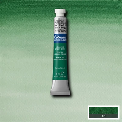 Winsor&amp;Newton Cotman tubusos akvarellfesték, 8 ml - 312, hooker's green  dark