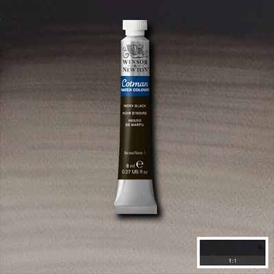 Winsor&amp;Newton Cotman tubusos akvarellfesték, 8 ml - 331, ivory black