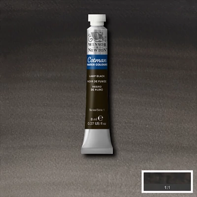 Winsor&amp;Newton Cotman tubusos akvarellfesték, 8 ml - 337, lamp black