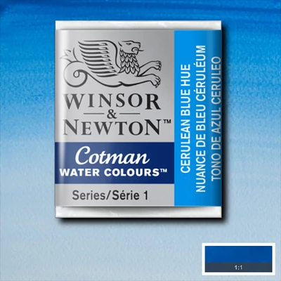 Winsor&amp;Newton Cotman 1/2 szilkés akvarellfesték - 139, cerulean blue hue
