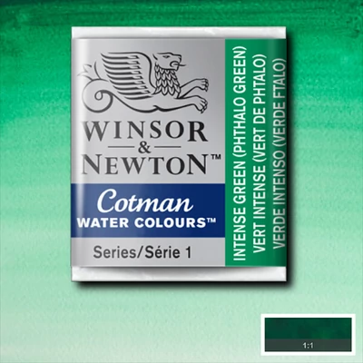Winsor&amp;Newton Cotman 1/2 szilkés akvarellfesték - 329, intense green (phthalo green)