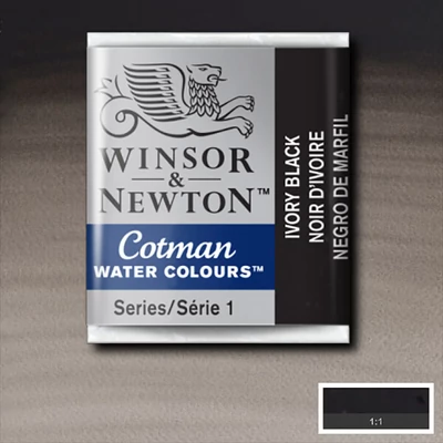 Winsor&amp;Newton Cotman 1/2 szilkés akvarellfesték - 331, ivory black