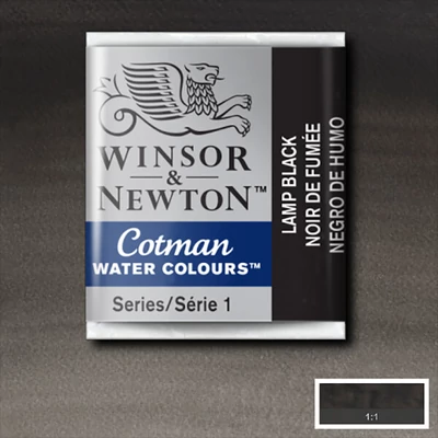 Winsor&amp;Newton Cotman 1/2 szilkés akvarellfesték - 337, lamp black