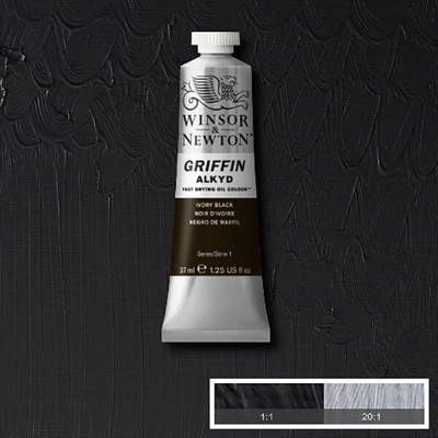 Winsor&amp;amp;Newton Griffin alkyd olajfesték, 37 ml - 331, ivory black
