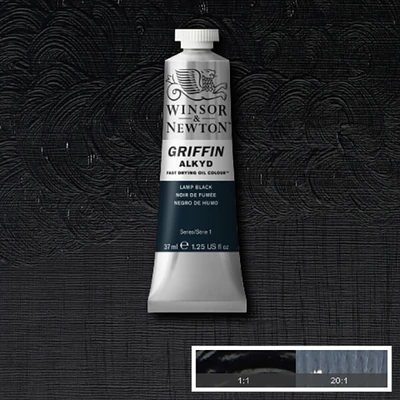 Winsor&Newton Griffin alkyd olajfesték, 37 ml - 337, lamp black