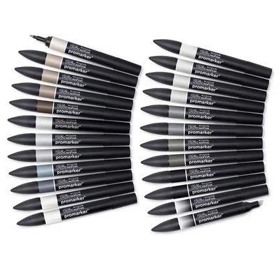 ProMarker kétvégű alkoholos filctoll készlet - 24+1 db, black &amp; grey wallet 