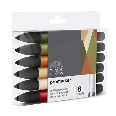 ProMarker kétvégű alkoholos filctoll készlet - 6 db, landscape tones 1