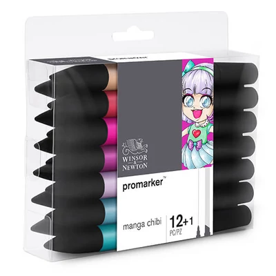 Promarker kétvégű alkoholos filctoll készlet - 12+1 db, Manga Chibi