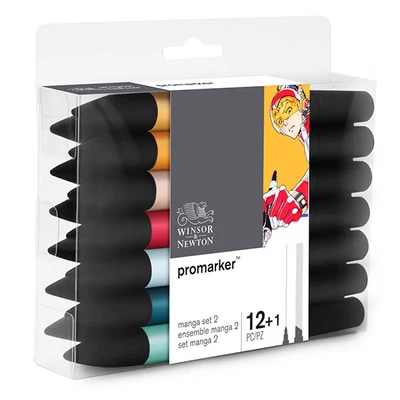 ProMarker kétvégű alkoholos filctoll készlet - 12+1 db, Manga Set 2 