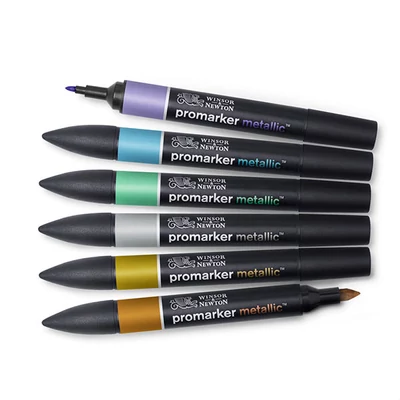 ProMarker kétvégű alkoholos filctoll készlet - 6 db, metallic