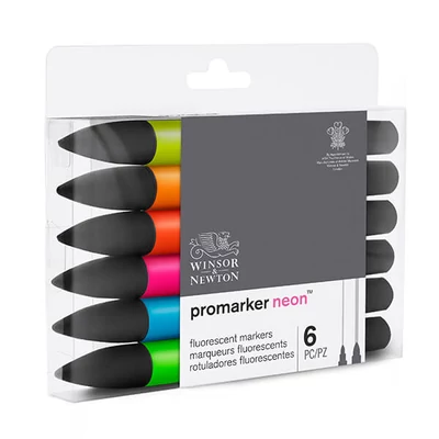 ProMarker kétvégű filctoll készlet - 6 db, neon