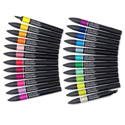 ProMarker kétvégű alkoholos filctoll készlet - 24+1 db, student set