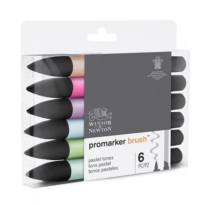 Promarker Brush kétvégű alkoholos ecsetfilc készlet - 6 db, pastel tones