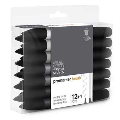 Promarker Brush kétvégű alkoholos ecsetfilc készlet - 12+1 db, neutral tones