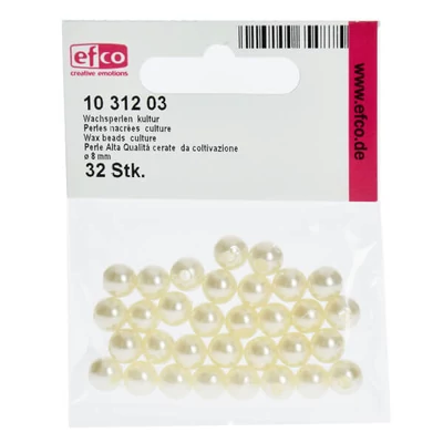 Tekla akril viaszgyöngy, 8 mm, 32 db - ekrü