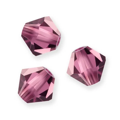 Preciosa kúpos kristálygyöngy füzér, 4 mm - Amethyst
