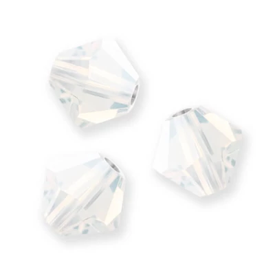 Preciosa kúpos kristálygyöngy füzér, 4 mm - White Opal