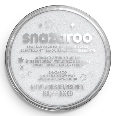 Snazaroo arcfesték korong - csillámos fehér, sparkle white 001