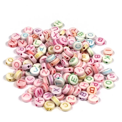 Műanyag betűgyöngy, 6 mm - vegyes