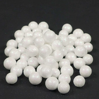 Hungarocell (styropor) bogyó, 1,5 cm - fehér glitter