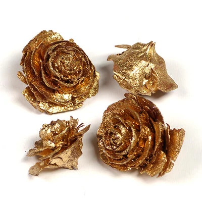 Száraztermés - Cédrus rózsa, arany, 4 db