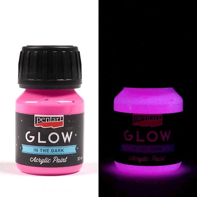 Pentart Glow sötétben világító akrilfesték, 30 ml - pink