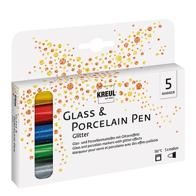 Üveg- és porcelánfilc készlet, Kreul Glitter