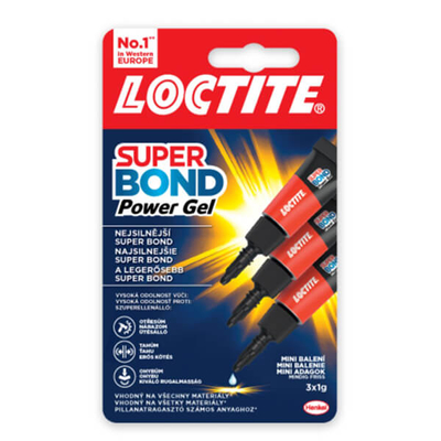 Loctite,  Super Bond Power Gel Mini Trio pillanatragasztó, 3x1 g