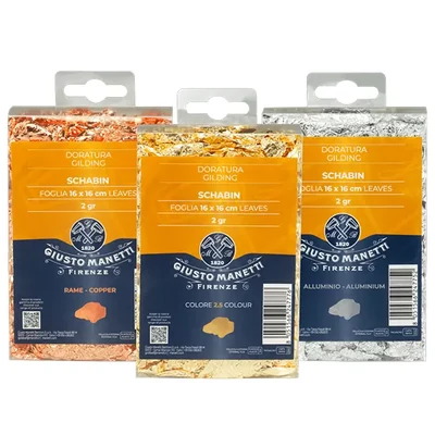Manetti füstfólia (schabin), 16x16 cm törtarany, 3x2 g - arany, ezüst, vörösréz
